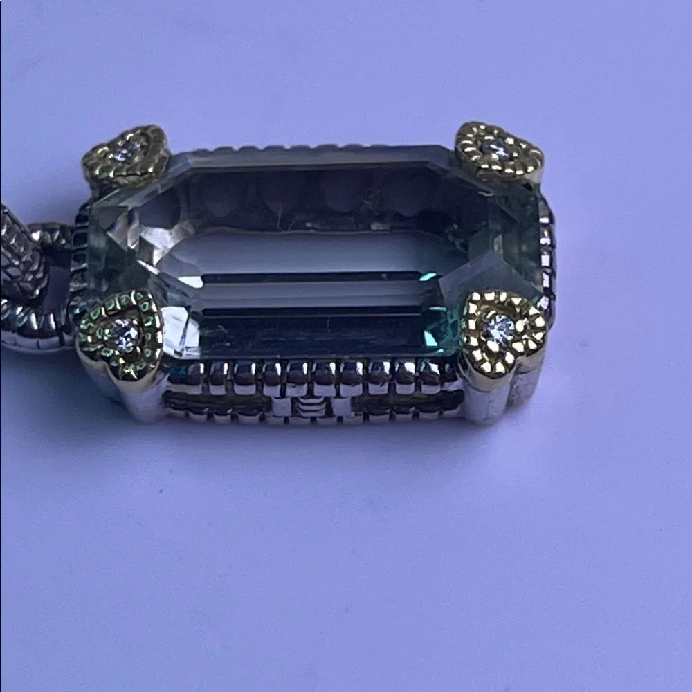 Judith Ripka JR TWO sterling silver and 18k gold and canary crystal pendant - Picture 12 of 14